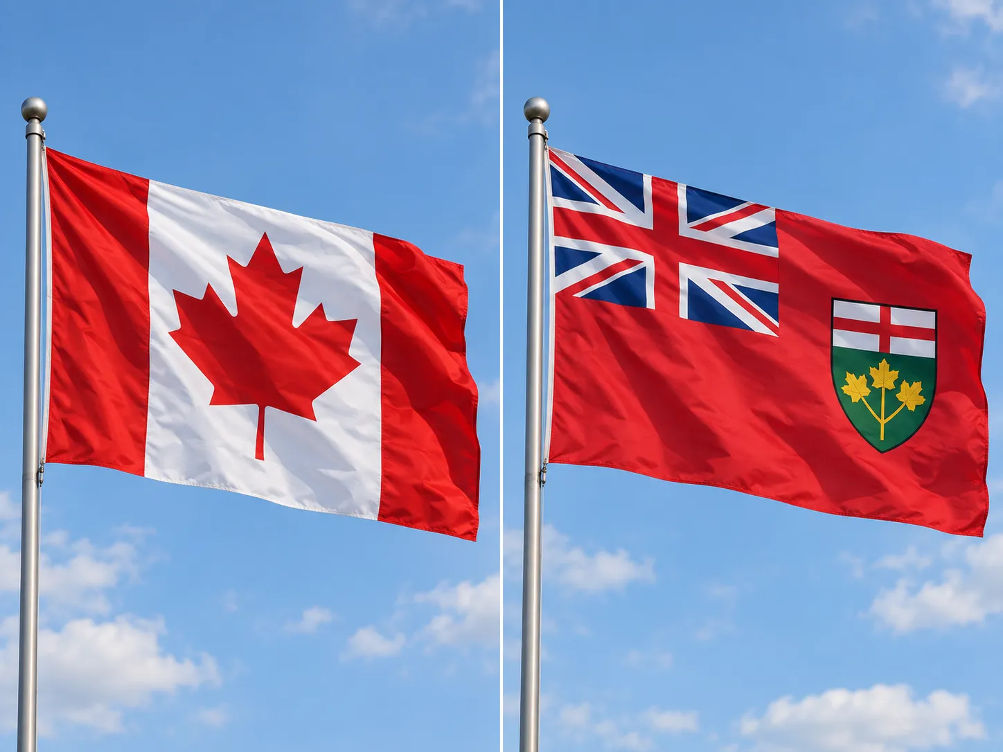 Canadian and Ontario flags shown side by side, representing federal and provincial government